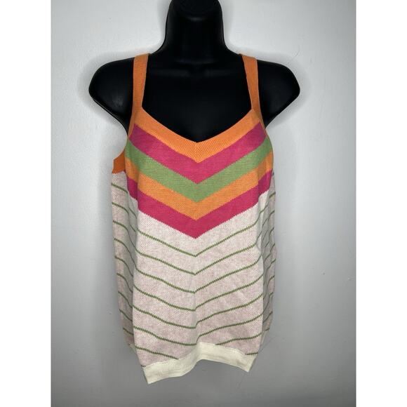 Modcloth Chevron Striped Sweater Tank Top Retro Style Women’s Size Large - Picture 1 of 5